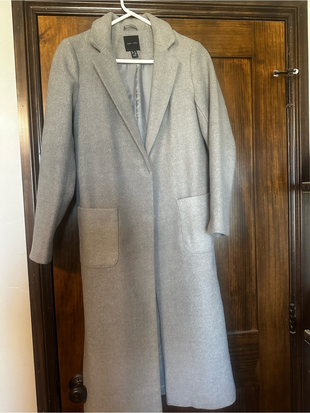 New Look lined gray long coat
